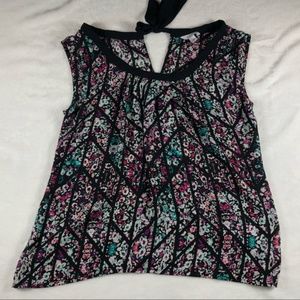 Candies Floral Multicolor Sleeveless Career Top M